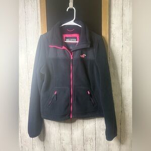 Women’s Hollister Black/Pink L Fleece Full Zip Jacket 377
